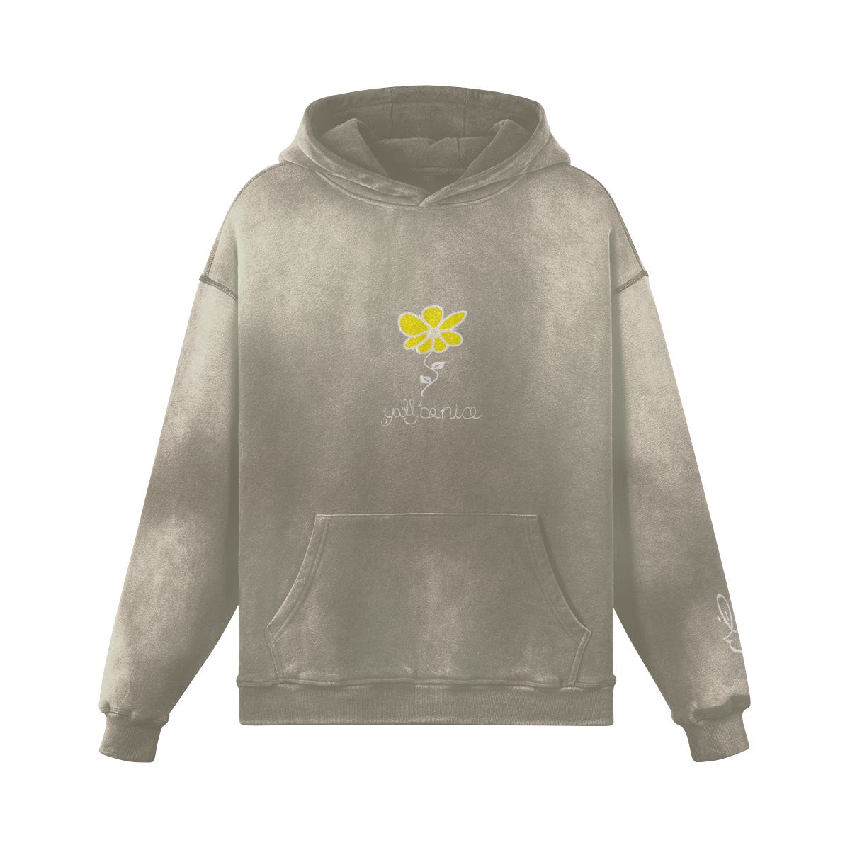 Y'all Be Nice "Flower Super Heavyweight Sun Faded Hoodie" . 400GSM