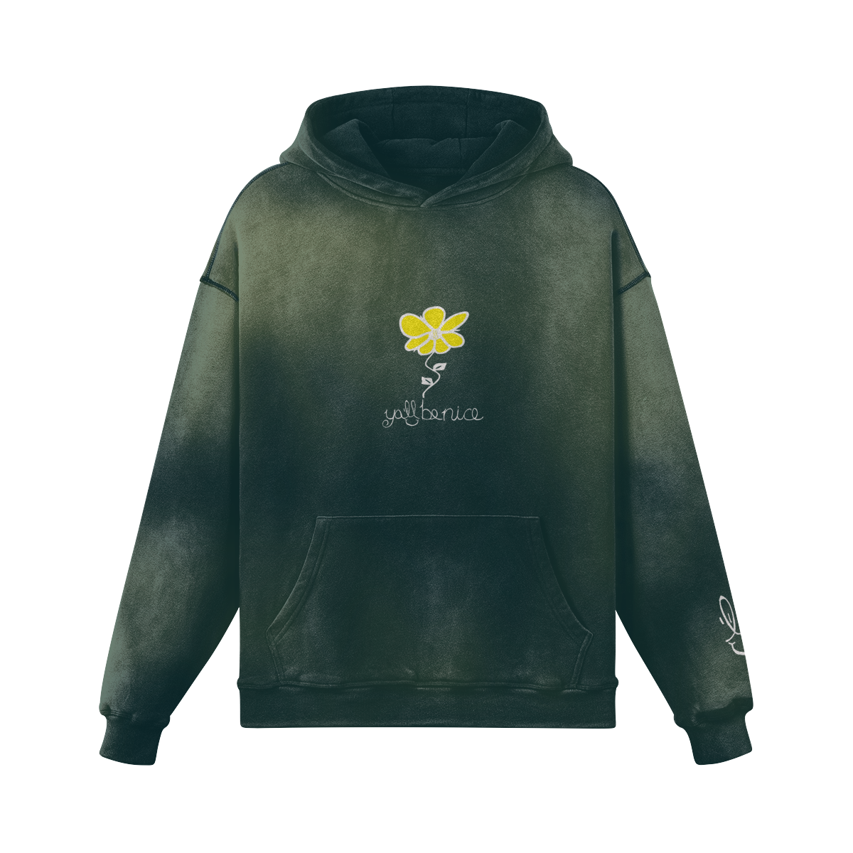 Y'all Be Nice "Flower Super Heavyweight Sun Faded Hoodie" . 400GSM