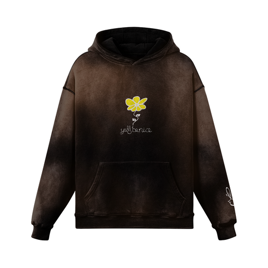 Y'all Be Nice "Flower Super Heavyweight Sun Faded Hoodie" . 400GSM